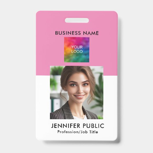 Badge Photo simple personnalisée de l'employé Code QR Lo (Avant)