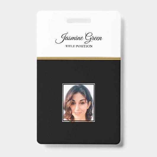 Badge Photo Sur Arrière - plan Noir Et Blanc (Avant)