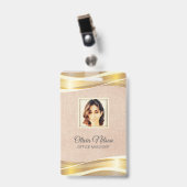 Badge Photo sur fond de brouillard rose (Avant avec clip)