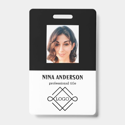 Badge Photo sur fond noir (Avant)