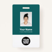 Badge Photo Turquoise personnalisée de l'employé, Code b (Devant)