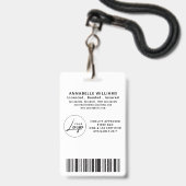 Badge Photo Typographie Or & Noir de Notaire (Arrière avec lanière)