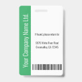 Badge Photo volumineuse de l'employé personnalisé, Code- (Arrière)