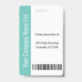 Badge Photo volumineuse de l'employé personnalisé, Code- (Arrière)