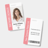 Badge Photo volumineuse de l'employé personnalisé, Code- (Avant & arrière)