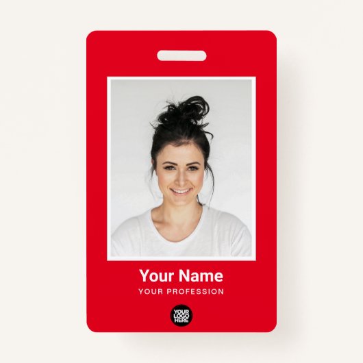 Badge Photo volumineuse de l'employé rouge personnalisée (Devant)