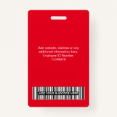Badge Photo volumineuse de l'employé rouge personnalisée (Dos)