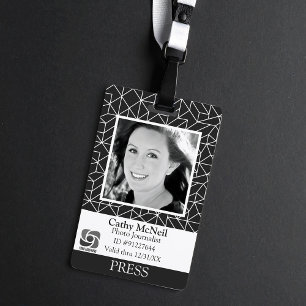 Badge Photographe de reporter noir blanc moderne ID de p