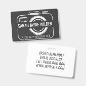 Badge Photographe Mariage Affaires Caméra rustique (Avant & arrière)