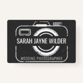 Badge Photographe Mariage Affaires Caméra rustique (Devant)