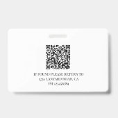Badge Photographie de la carte d'identité de l'employé c (Arrière)