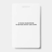 Badge Photographie de l'employé noir et blanc Hôpital (Back)