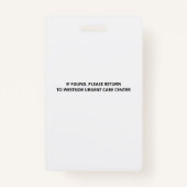 Badge Photographie de l'employé noir et blanc Hôpital (Dos)