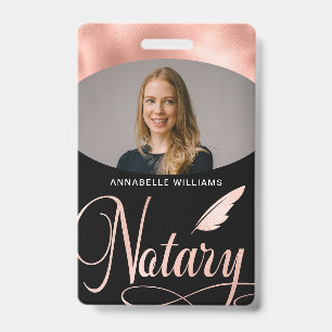 Badge Photographie de typographie en rose doré de notair