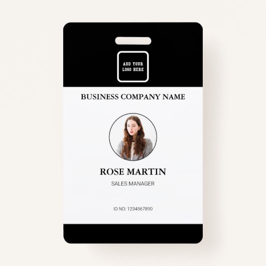 Badge Photographie personnalisée Code d'employé de l'ent (Devant)