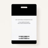 Badge Photographie personnalisée Code d'employé de l'ent (Dos)