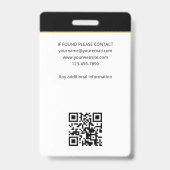 Badge Photographie publique professionnelle Code QR Noir (Arrière)