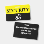 Badge Pièce d'identité de sécurité noir et jaune avec lo (Avant & arrière)