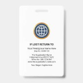 Badge Pièce d'identité professionnelle avec des vagues c (Arrière)