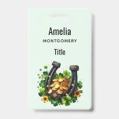 Badge Pièces en or Lucky Horseshoe et Clover (Dos)