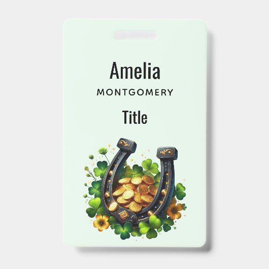 Badge Pièces en or Lucky Horseshoe et Clover (Face)