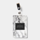 Badge Pierre de marbre grise blanche et noire à motif (Avant avec clip)