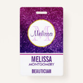 Badge Pierres à Parties scintillant rose et violet (Dos)