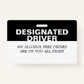 Badge Pilote personnalisé désigné Pas d'alcool (Devant)