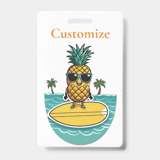Badge Pineappa Surfer Dirige Une Vague Thunder_Cove (Avant)