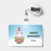 Badge Pingouin de Noël mignon à Santa Hat (Arrière avec rétractable)