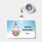 Badge Pingouin de Noël mignon à Santa Hat (Avant avec rétractable)