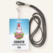 Badge Pingouin de Noël mignon à Santa Hat (Derrière avec lanière)
