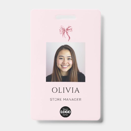Badge Pink Bow Professional Small Business Photo Logo (Face)