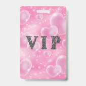 Badge Pink Bubble Hearts Anniversaire de fête VIP Pass B (Arrière)