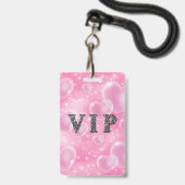 Badge Pink Bubble Hearts Anniversaire de fête VIP Pass B (Arrière avec lanière)
