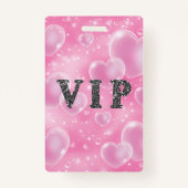 Badge Pink Bubble Hearts Anniversaire de fête VIP Pass B (Dos)