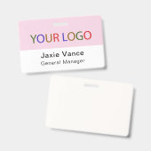 Badge Pink Custom Hard Plastic  with Metal Clip (Recto et verso)