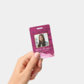 Badge Pink Gold Agate Marble Business Company ID (Handheld)