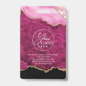 Badge Pink Gold Agate Marble Business Company ID (Back)