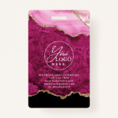 Badge Pink Gold Agate Marble Business Company ID (Dos)