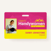 Badge Pink Handywoman Business Metal Clip Badp (Devant)