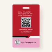 Badge Pink Modern Employee Photo ID Card (Dos)