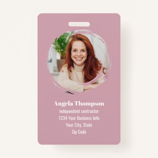 Badge Pink Modern Photo QR Code Employee (Devant)