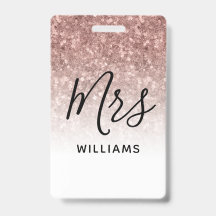 Pink Parties scintillant Enseignant Nom personnali