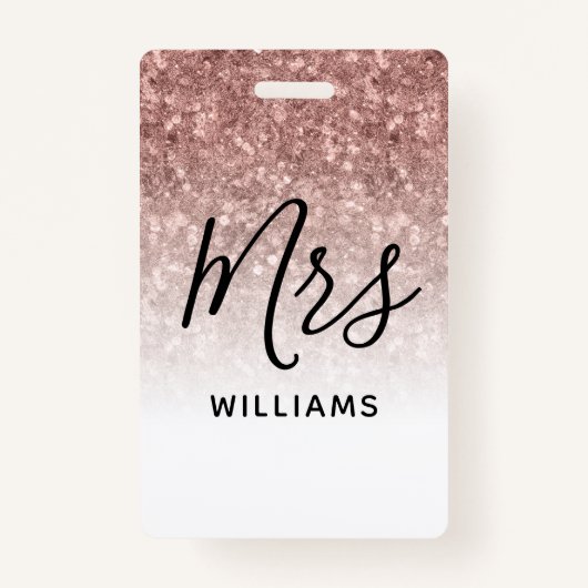 Badge Pink Parties scintillant Enseignant Nom personnali (Devant)