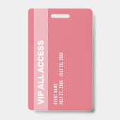 Badge Pink Parties scintillant Glam VIP All Access Pass  (Arrière)