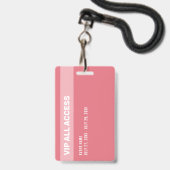 Badge Pink Parties scintillant Glam VIP All Access Pass  (Arrière avec lanière)