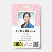 Pink Parties scintillant Technician Photo ID QR Ba