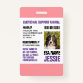 Badge Pink Purple Emotion Support Animal Photo ID (Dos)