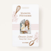 Badge Pink Stripe Whisk Spoon Bakery Business Employee (Devant)